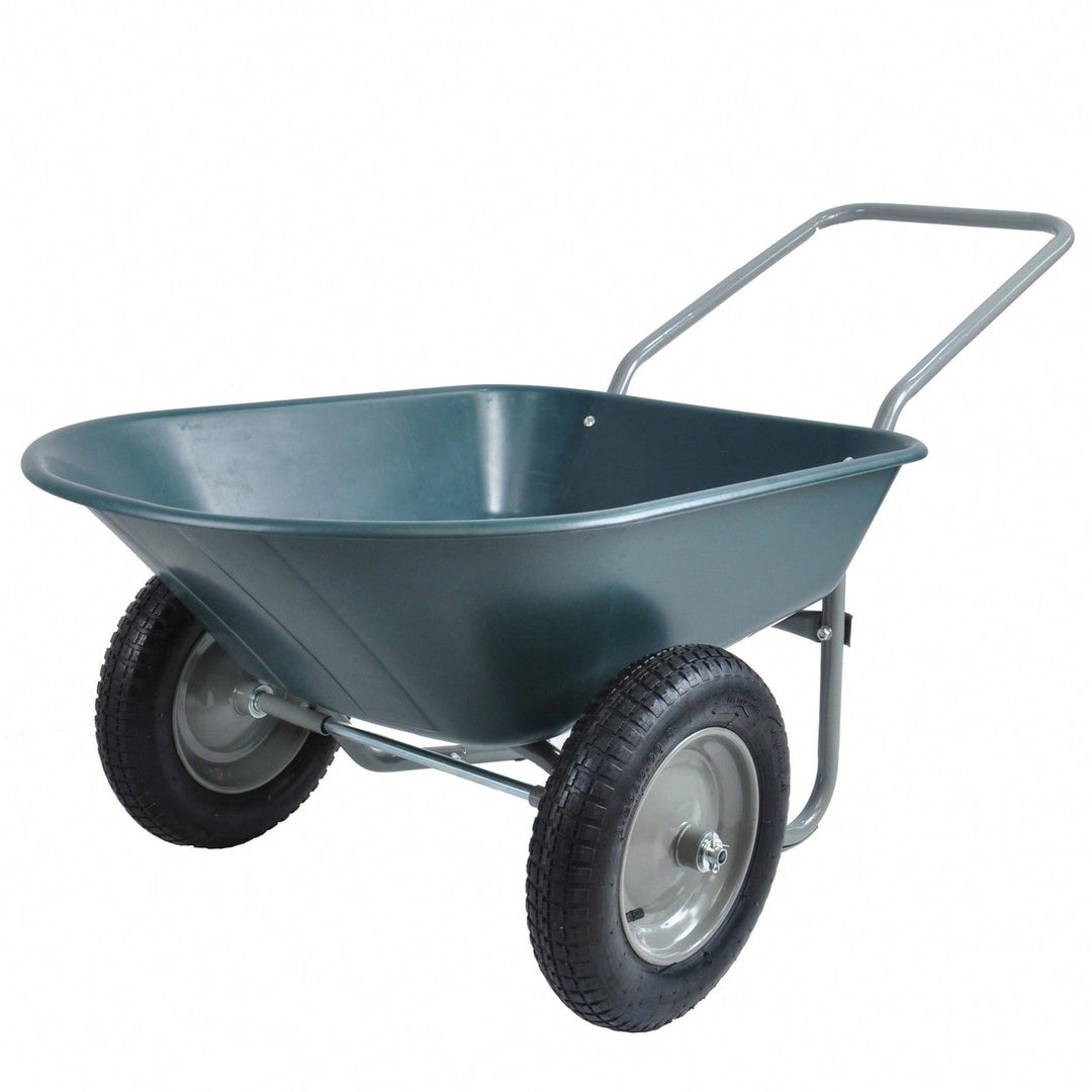 Heavy Duty Garden Cart 300 Lbs Capacity 5 Cubic Feet Poly Tray with Pneumatic Tires for Easy Maneuverability in Lawn and Image 1