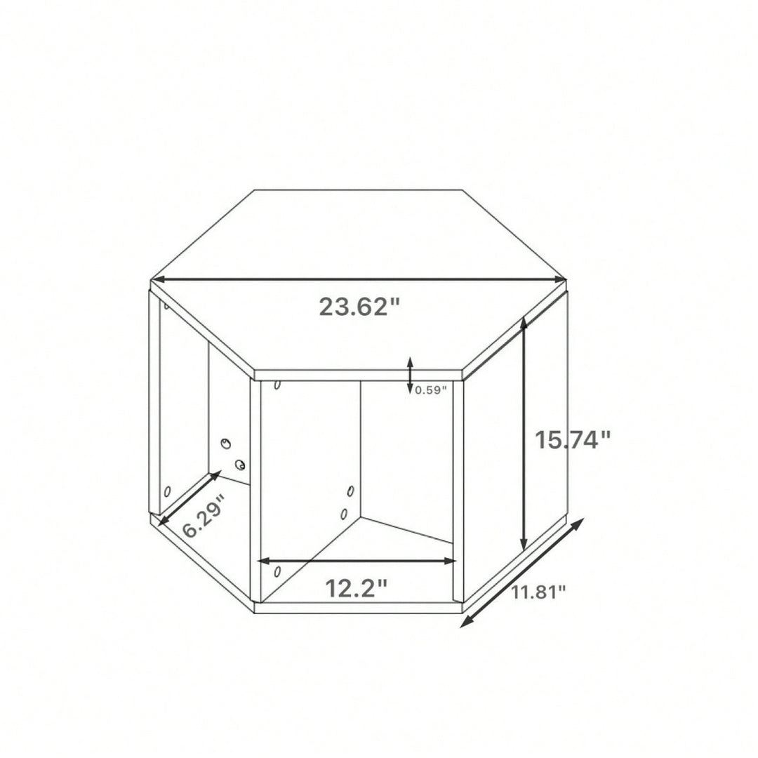 Hexagonal Coffee and Nightstand Table Set 2PCS Stylish MDF Furniture with Storage for Living Room and Bedroom Image 8