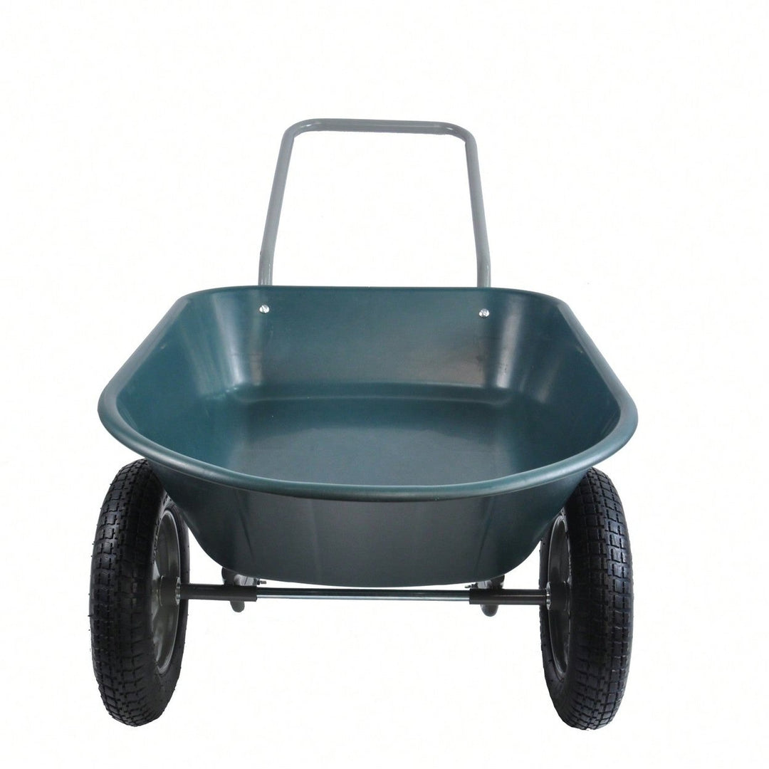 Heavy Duty Garden Cart 300 Lbs Capacity 5 Cubic Feet Poly Tray with Pneumatic Tires for Easy Maneuverability in Lawn and Image 2