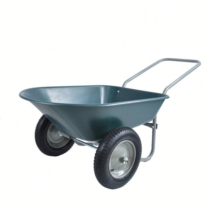 Heavy Duty Garden Cart 300 Lbs Capacity 5 Cubic Feet Poly Tray with Pneumatic Tires for Easy Maneuverability in Lawn and Image 4