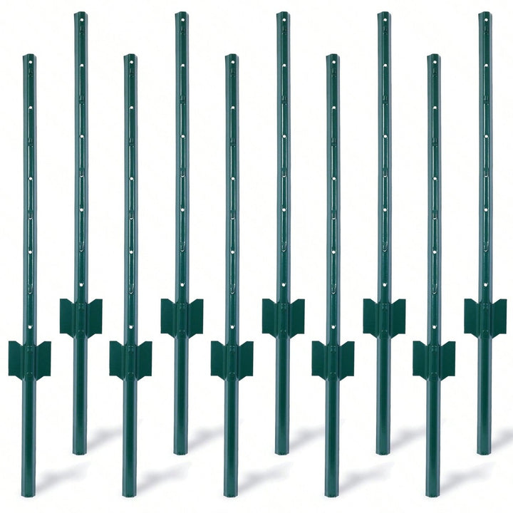 Heavy Duty Metal Fence Posts With U-Channel, 3ft 10pcs/Set Image 1