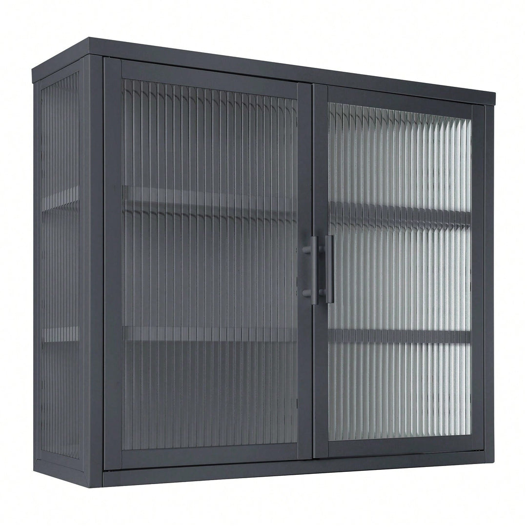 Haze Double Glass Door Wall Cabinet With Detachable Shelves For Office, Dining Room,Living Room, Kitchen And Bathroom Image 6