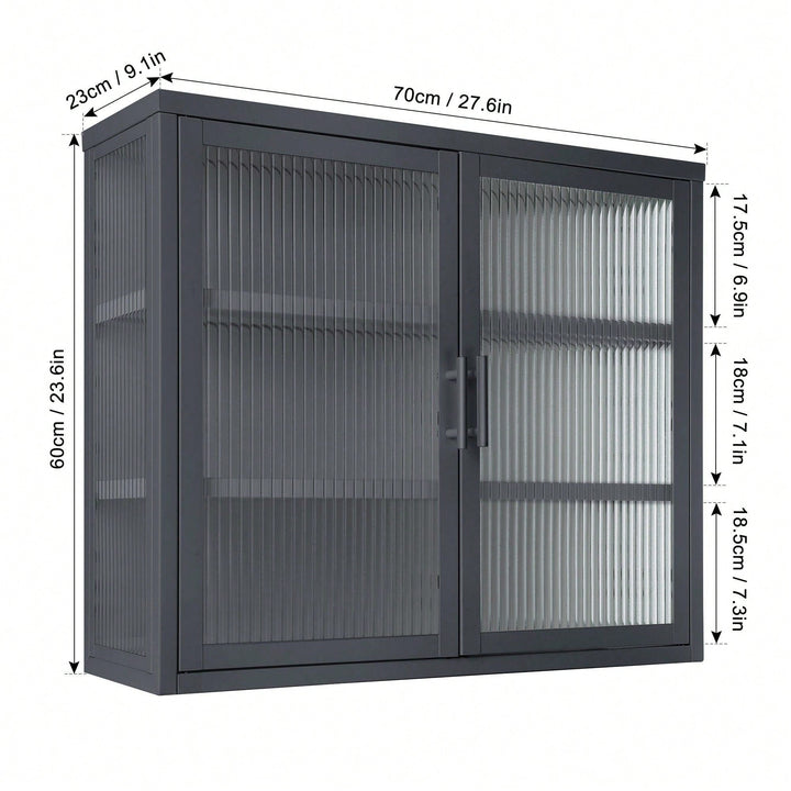 Haze Double Glass Door Wall Cabinet With Detachable Shelves For Office, Dining Room,Living Room, Kitchen And Bathroom Image 7