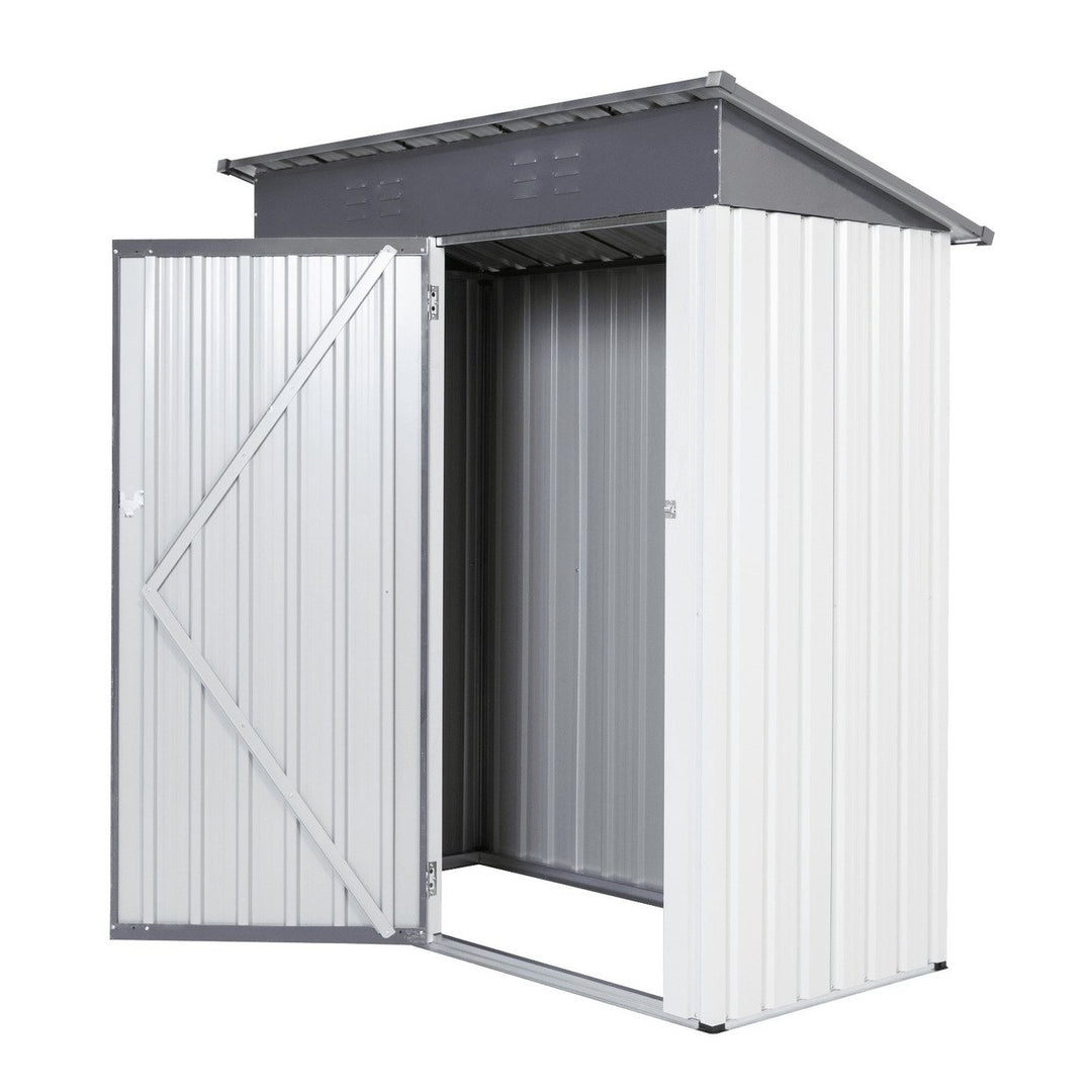 Heavy Duty Outdoor Metal Storage Shed 5x3ft Weatherproof Garden Tool Organizer with Sloped Roof and Hinged Door Image 2