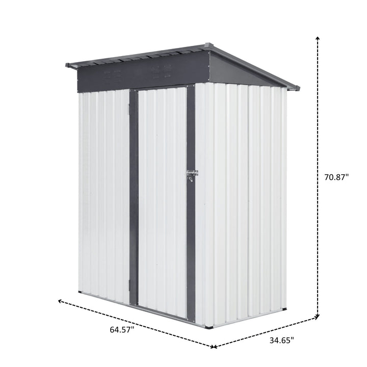 Heavy Duty Outdoor Metal Storage Shed 5x3ft Weatherproof Garden Tool Organizer with Sloped Roof and Hinged Door Image 4