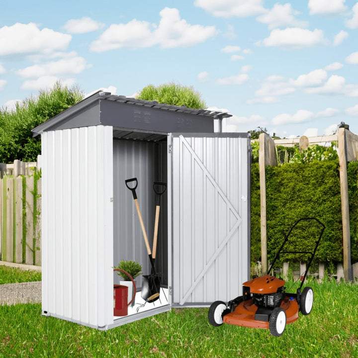 Heavy Duty Outdoor Metal Storage Shed 5x3ft Weatherproof Garden Tool Organizer with Sloped Roof and Hinged Door Image 6