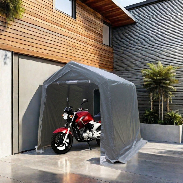 Heavy Duty 7x12ft Outdoor Storage Shelter Portable Garage For Motorcycle, Bike, Garden Tools, ATV, G Image 2