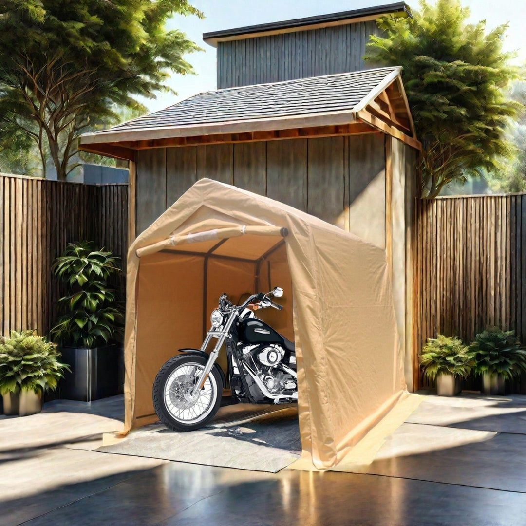 Heavy Duty 7x12ft Outdoor Storage Shelter Portable Garage For Motorcycle, Bike, Garden Tools, ATV, G Image 4