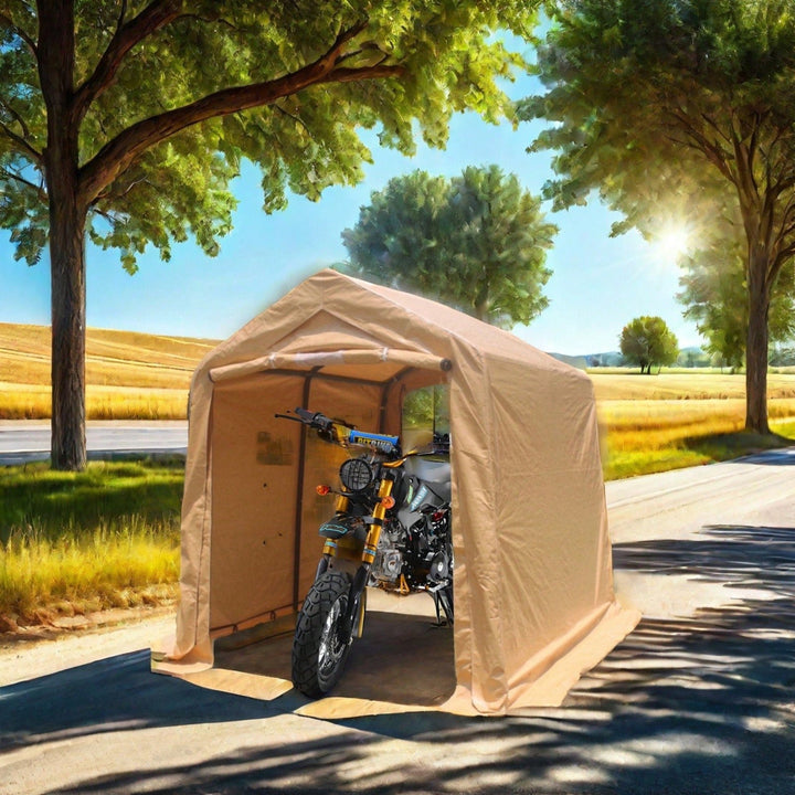 Heavy Duty 7x12ft Outdoor Storage Shelter Portable Garage For Motorcycle, Bike, Garden Tools, ATV, G Image 7