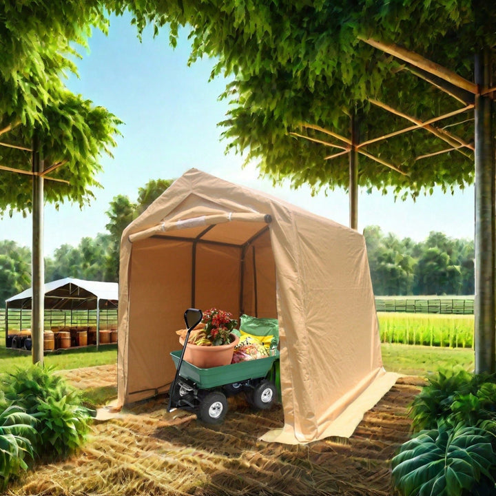 Heavy Duty 7x12ft Outdoor Storage Shelter Portable Garage For Motorcycle, Bike, Garden Tools, ATV, G Image 8