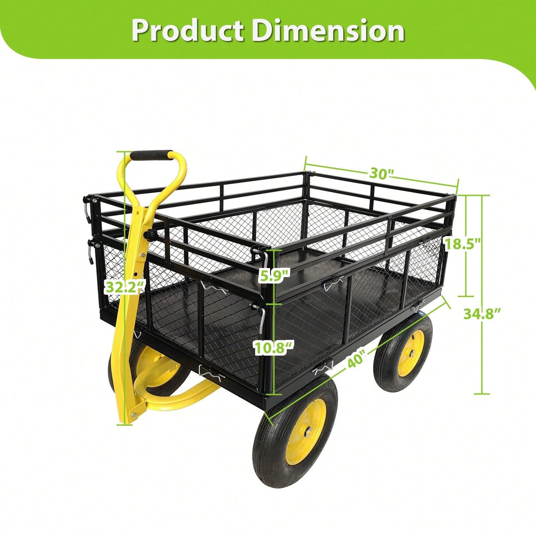 Heavy Duty Steel Garden Cart With 1400 Lbs Capacity And Versatile Features Image 4