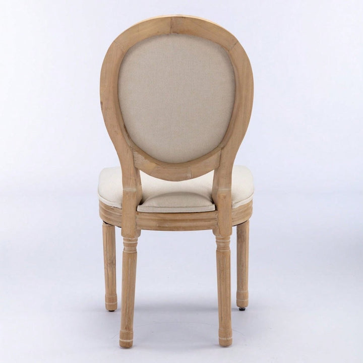 French-Style Solid Wood Frame Antique Painting Linen Fabric Back Dining Chair, Set Of 2 Image 11