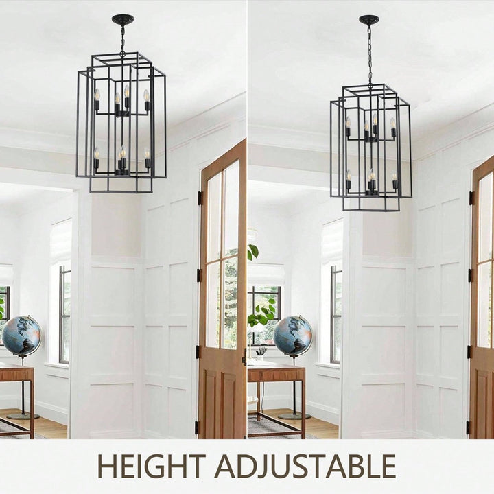 Industrial Farmhouse Pendant Chandelier for Entryway Living Room Kitchen Adjustable Height Durable Metal Frame Image 7