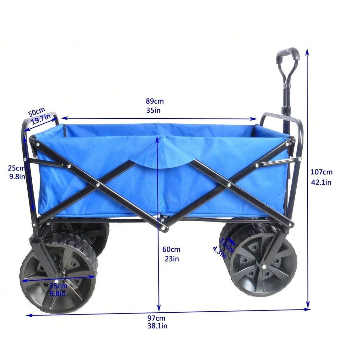 Heavy-Duty Folding Garden Cart with Removable Sun Shade and 360-Degree Wheels for Easy Outdoor Maneuverability Image 5