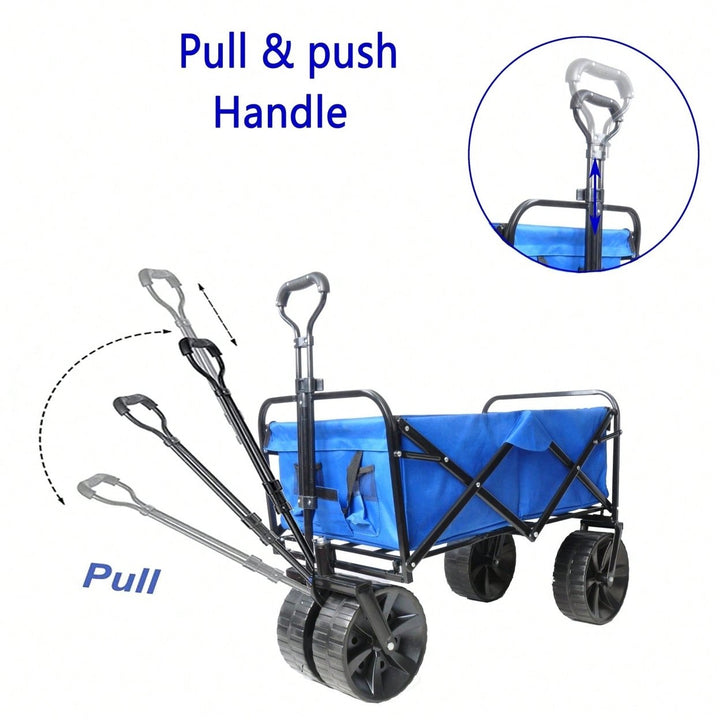 Heavy-Duty Folding Garden Cart with Removable Sun Shade and 360-Degree Wheels for Easy Outdoor Maneuverability Image 7