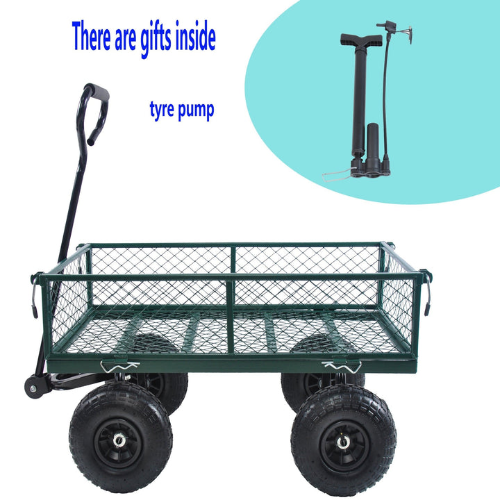 Heavy-Duty Garden Cart - Green Wagon Truck for Easy Firewood Transport and Outdoor Use Image 4