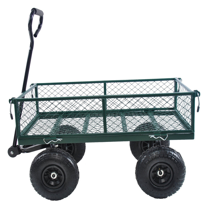 Heavy-Duty Garden Cart - Green Wagon Truck for Easy Firewood Transport and Outdoor Use Image 5