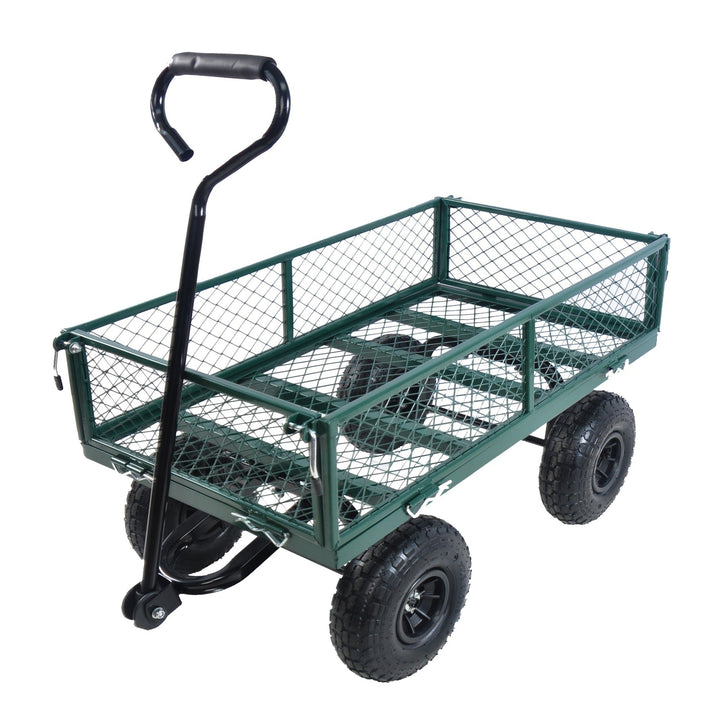 Heavy-Duty Garden Cart - Green Wagon Truck for Easy Firewood Transport and Outdoor Use Image 6