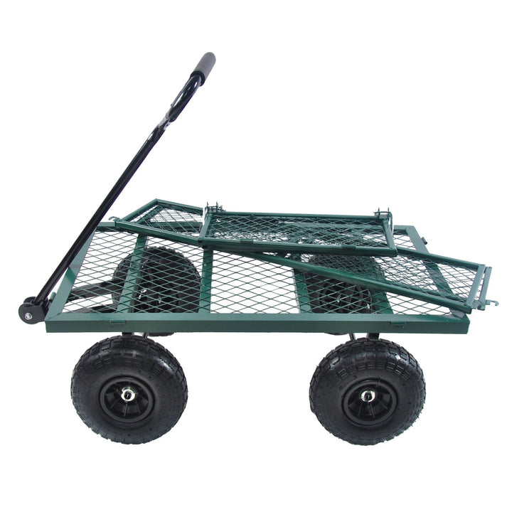 Heavy-Duty Garden Cart - Green Wagon Truck for Easy Firewood Transport and Outdoor Use Image 7