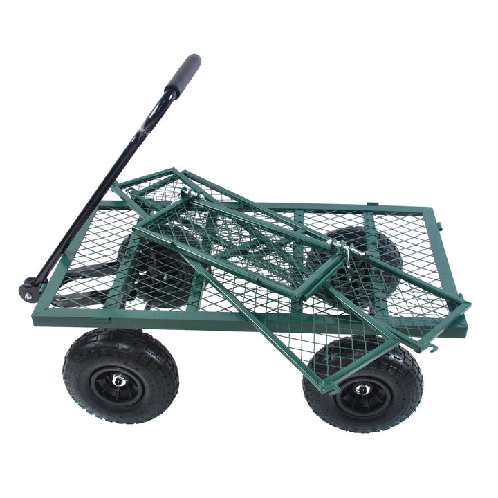 Heavy-Duty Garden Cart - Green Wagon Truck for Easy Firewood Transport and Outdoor Use Image 8