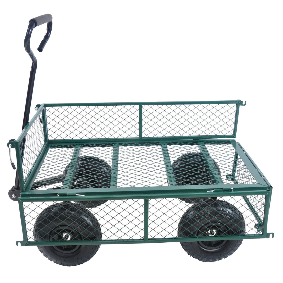 Heavy-Duty Garden Cart - Green Wagon Truck for Easy Firewood Transport and Outdoor Use Image 10