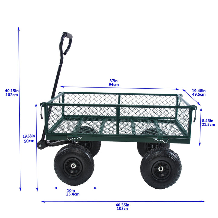 Heavy-Duty Garden Cart - Green Wagon Truck for Easy Firewood Transport and Outdoor Use Image 11