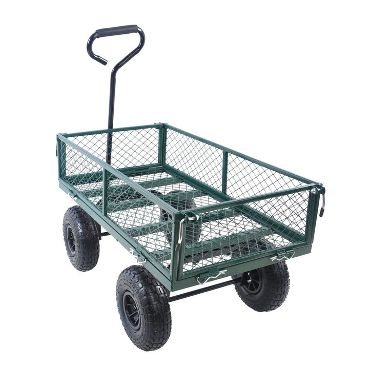 Heavy-Duty Garden Cart - Green Wagon Truck for Easy Firewood Transport and Outdoor Use Image 12