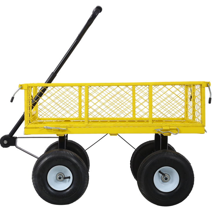 Heavy-Duty Steel Garden Cart with Removable Sides, 3 cu ft Capacity, 550 lb Weight Limit, Yellow Image 3