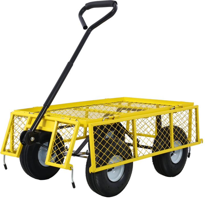 Heavy-Duty Steel Garden Cart with Removable Sides, 3 cu ft Capacity, 550 lb Weight Limit, Yellow Image 6