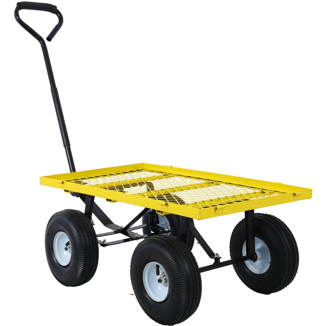 Heavy-Duty Steel Garden Cart with Removable Sides, 3 cu ft Capacity, 550 lb Weight Limit, Yellow Image 7