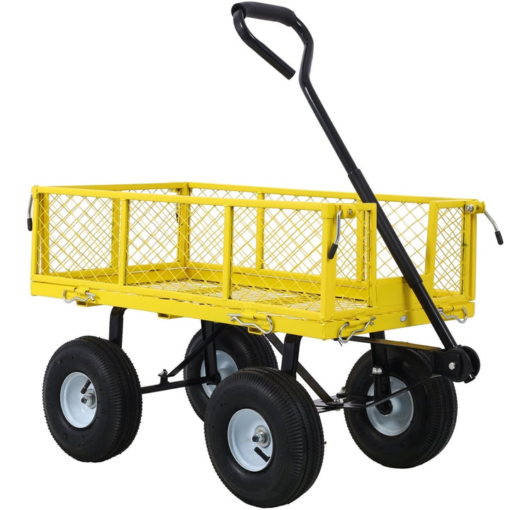 Heavy-Duty Steel Garden Cart with Removable Sides, 3 cu ft Capacity, 550 lb Weight Limit, Yellow Image 10