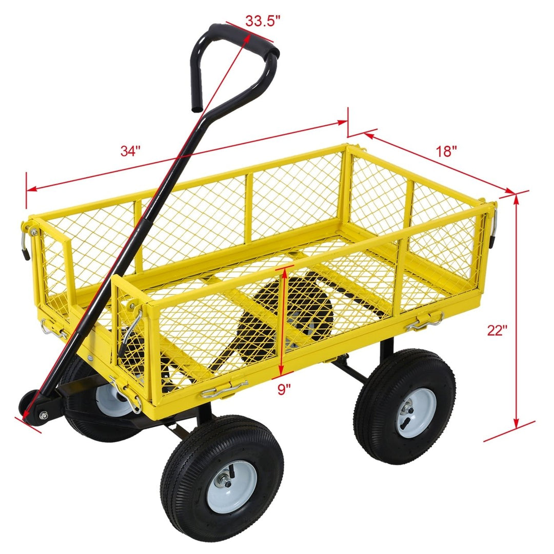 Heavy-Duty Steel Garden Cart with Removable Sides, 3 cu ft Capacity, 550 lb Weight Limit, Yellow Image 11