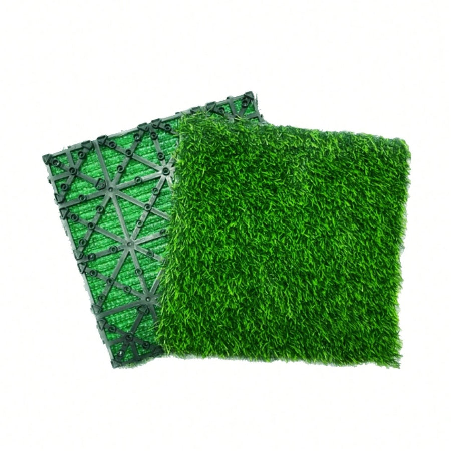 Interlocking Artificial Grass Tiles - 35pcs Self-Draining Fake Turf For Pet Friendly Indoor/Outdoor Flooring, 12x12in Image 1