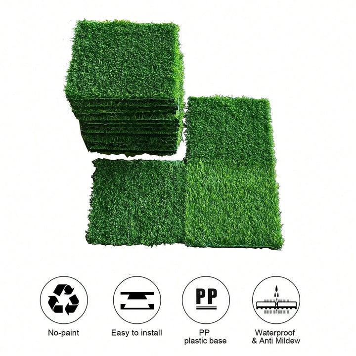 Interlocking Artificial Grass Tiles - 35pcs Self-Draining Fake Turf For Pet Friendly Indoor/Outdoor Flooring, 12x12in Image 5