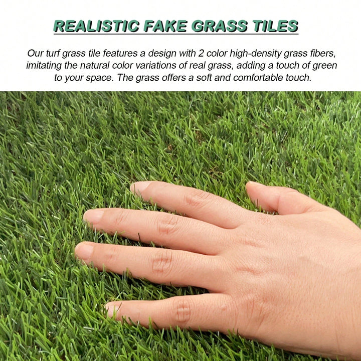 Interlocking Artificial Grass Tiles - 35pcs Self-Draining Fake Turf For Pet Friendly Indoor/Outdoor Flooring, 12x12in Image 10