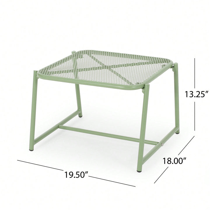 Iron Outdoor Side Table With Mesh Top And Modern Sled Base Design Image 3