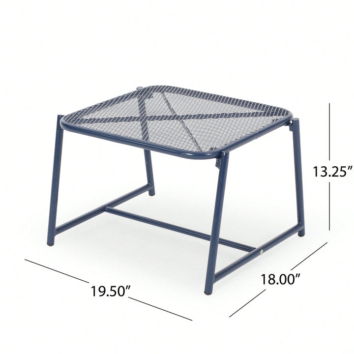 Iron Outdoor Side Table With Mesh Top And Modern Sled Base Design Image 9