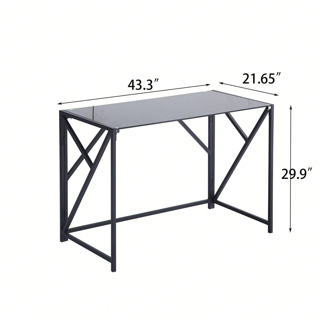 Glass Computer Desk, Laptop Desk Transparent Glass Laptop Table, Small Study Desk Image 10