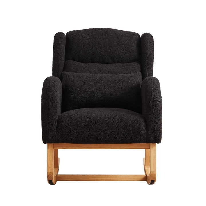 High Back Modern Accent Rocking Chair with Side Pockets Upholstered Lounge Armchair for Living Room Bedroom Nursery Image 1