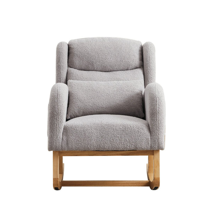 High Back Modern Accent Rocking Chair with Side Pockets Upholstered Lounge Armchair for Living Room Bedroom Nursery Image 4