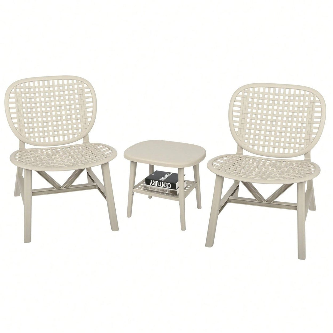 Hollow Design Outdoor Bistro Set with Lounge Chairs and Coffee Table for Garden Balcony All Weather Use Image 5