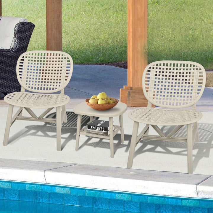 Hollow Design Outdoor Bistro Set with Lounge Chairs and Coffee Table for Garden Balcony All Weather Use Image 9