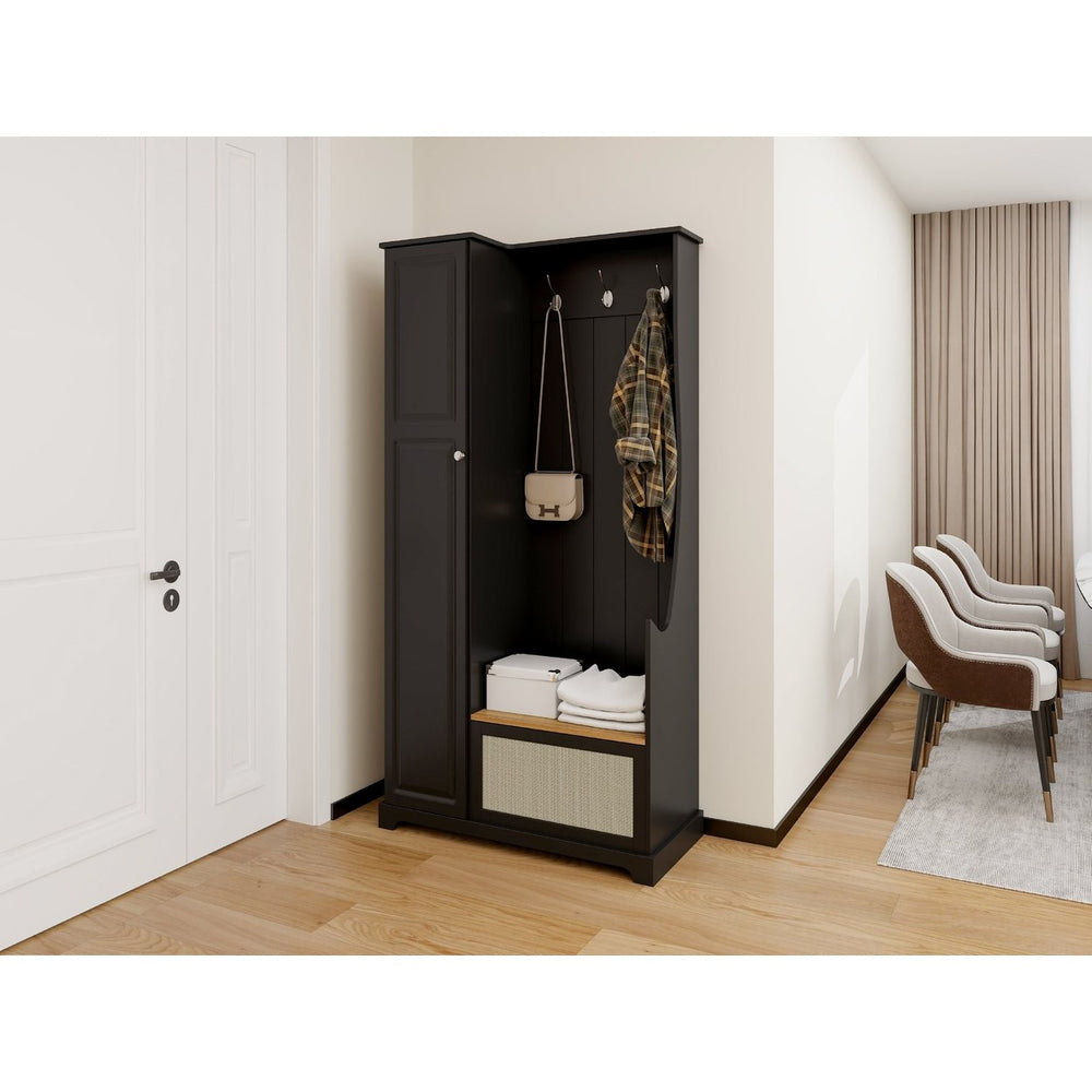 Hall Tree with Bench, Storage Cabinet, Suitable for Living Room, Entryway, Bedroom Image 2