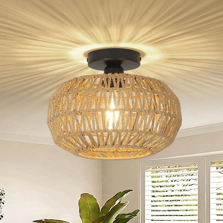 Hand Woven Rattan Chandelier Light Fixtures Ceiling For Bedroom Kitchen Entryway Living Room Hallway Image 1