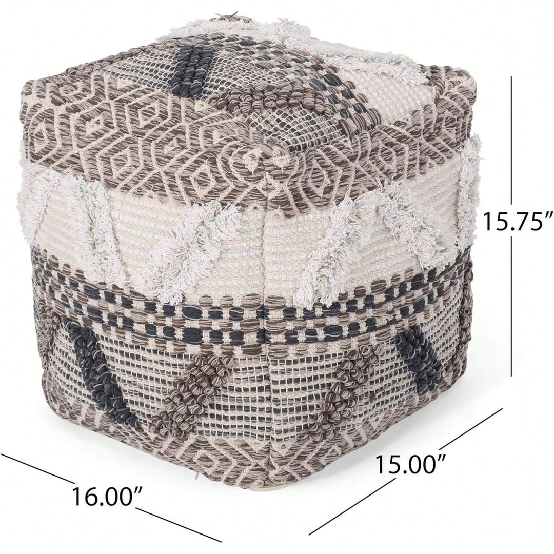 Handcrafted Cozy Woven Wool Pouf For Stylish And Comfort Image 7