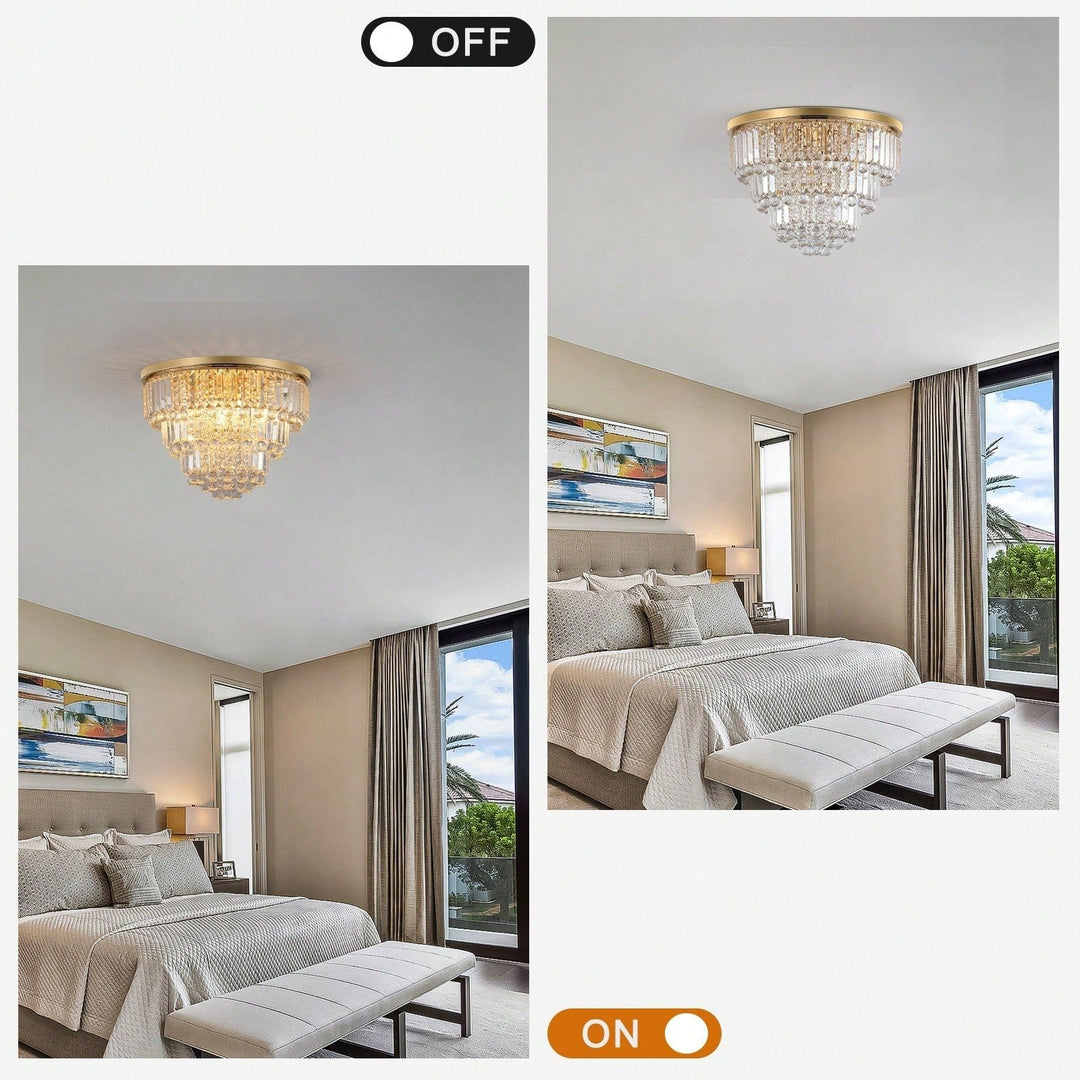 Luxury Modern Crystal Chandelier for Living Room Bedroom Elegant K9 Crystal Metal Frame 14.2x19.7 Bulbs Not Included Image 5