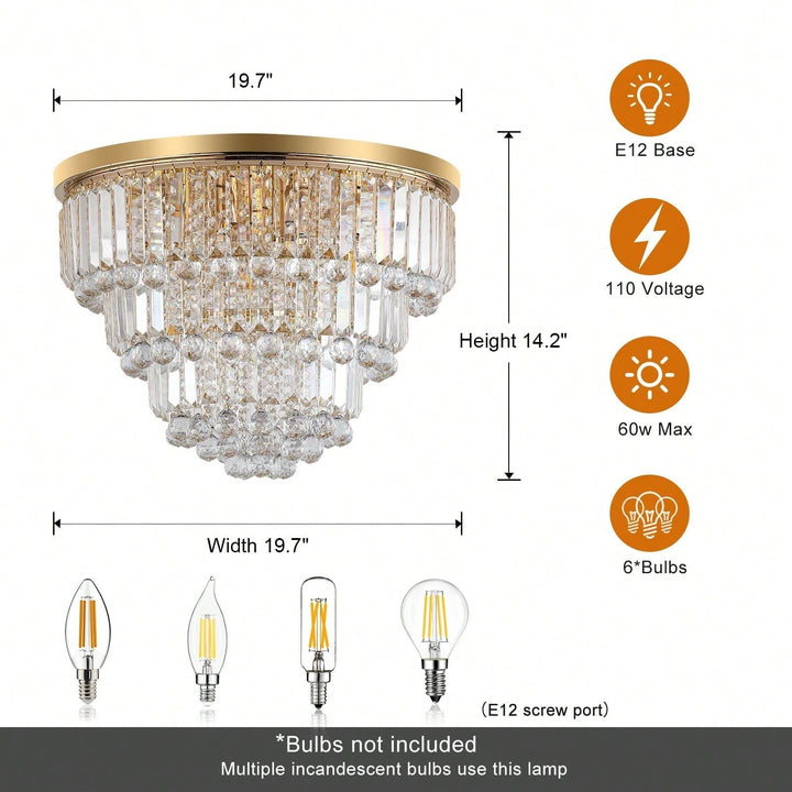 Luxury Modern Crystal Chandelier for Living Room Bedroom Elegant K9 Crystal Metal Frame 14.2x19.7 Bulbs Not Included Image 6