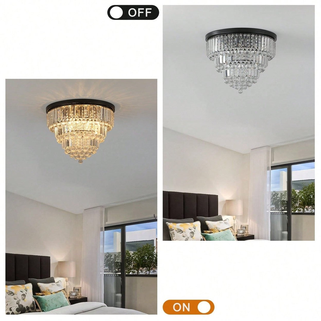 Luxury Modern Crystal Chandelier for Living Room Bedroom Elegant K9 Crystal Metal Frame 14.2x19.7 Bulbs Not Included Image 11