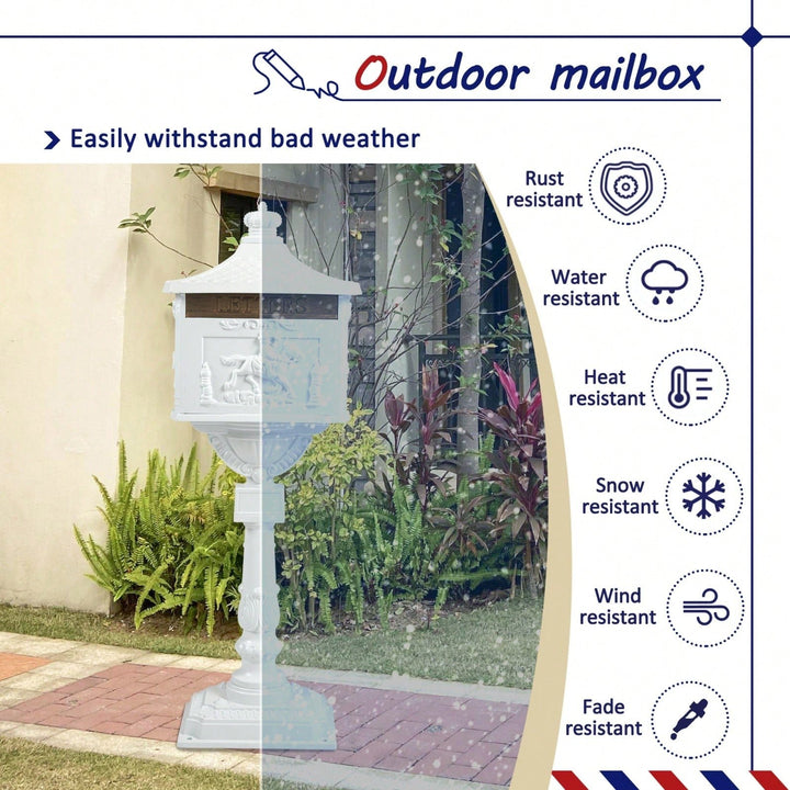 Mailbox - Cast Aluminum Mail Box Postal Box Security Heavy Duty Image 8