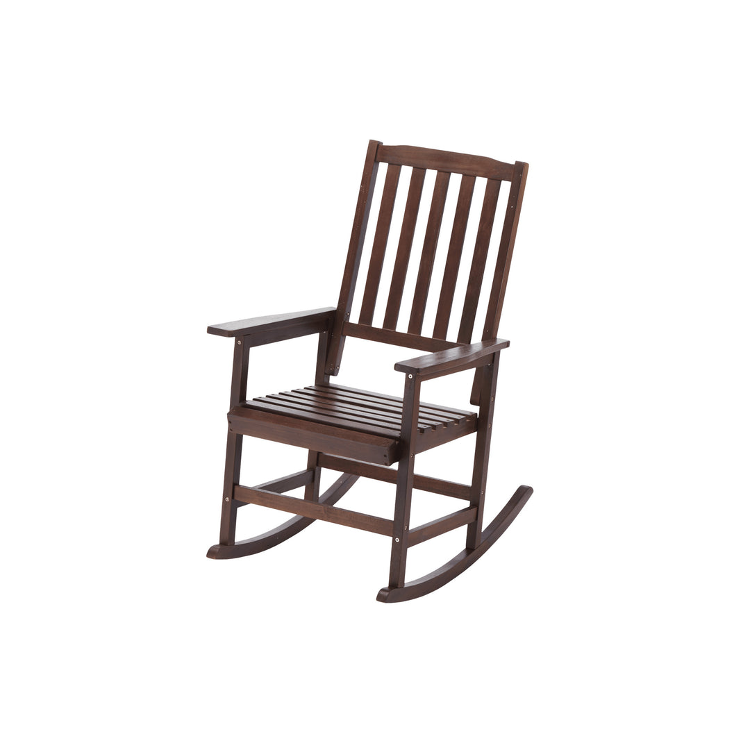 Light Brown Solid Wood Indoor Outdoor Rocking Chair Stylish Patio Furniture Image 1